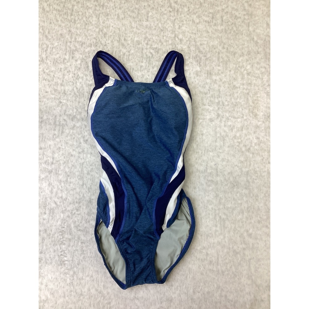 Speedo Womens Blue Space Dye One‎ Piece Swimsuit Racerback Sporty Size 6 NWOT